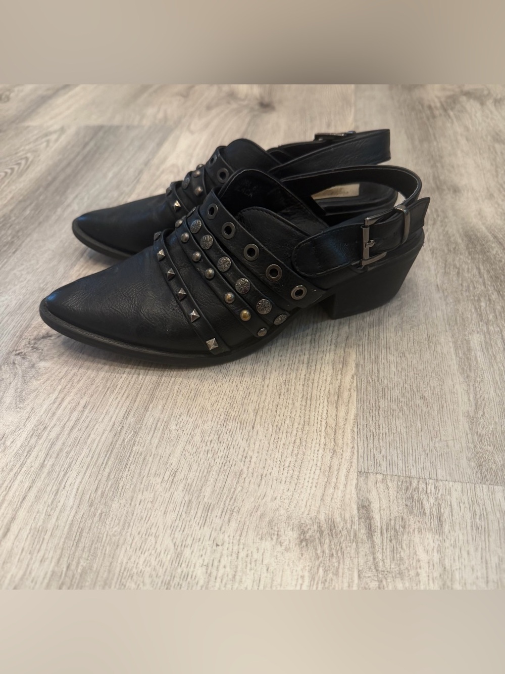 Vintage Havana Kira Black Studded Slingback Mules Western Shoes Size 6.5